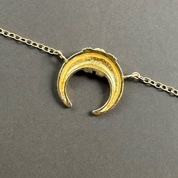 14k Gold Crescent Moon Necklace - Picture 4 of 9